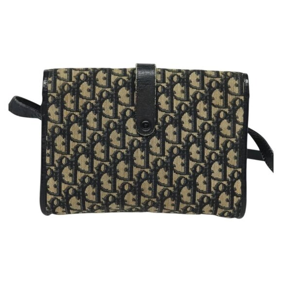 Christian Dior Trotter Canvas Shoulder Bag Navy Gold Auth 123224 - Picture 2 of 16